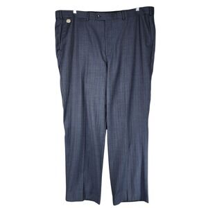 Hacoupian Mens Dress Pants sz 62 US‎ 44 x 31 Blue Wool Blend Striped Trousers